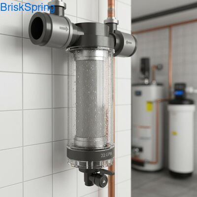가벼운 전체 집용 물 사전 필터 식품 등급 스테인레스 스틸 반 차단 구조와 22 GPM 흐름 속도