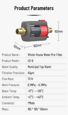 BriskSpring HZ-B-BS 40 Micron Whole House Sediment Pre Filter with SUS316L Stainless Steel Mesh and 7 T/H High Flow Capacity
