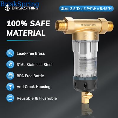 40 Micron Reusable Mesh Manual Flush Water Pre Filter Whole House Spin Down Sediment Pre Filter