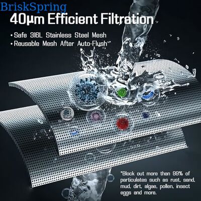 Timed Self Flushing Water Pre Filter with 40 Micron SUS316L Stainless Steel Mesh for Whole House Sediment Pre Filter