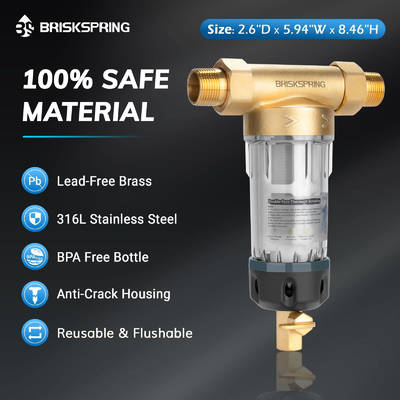 최신 식품 등급 물 전처리 필터 50 미크론 재사용 가능 디자인, 역세척 및 심층 세척 시스템 포함 (가정용)